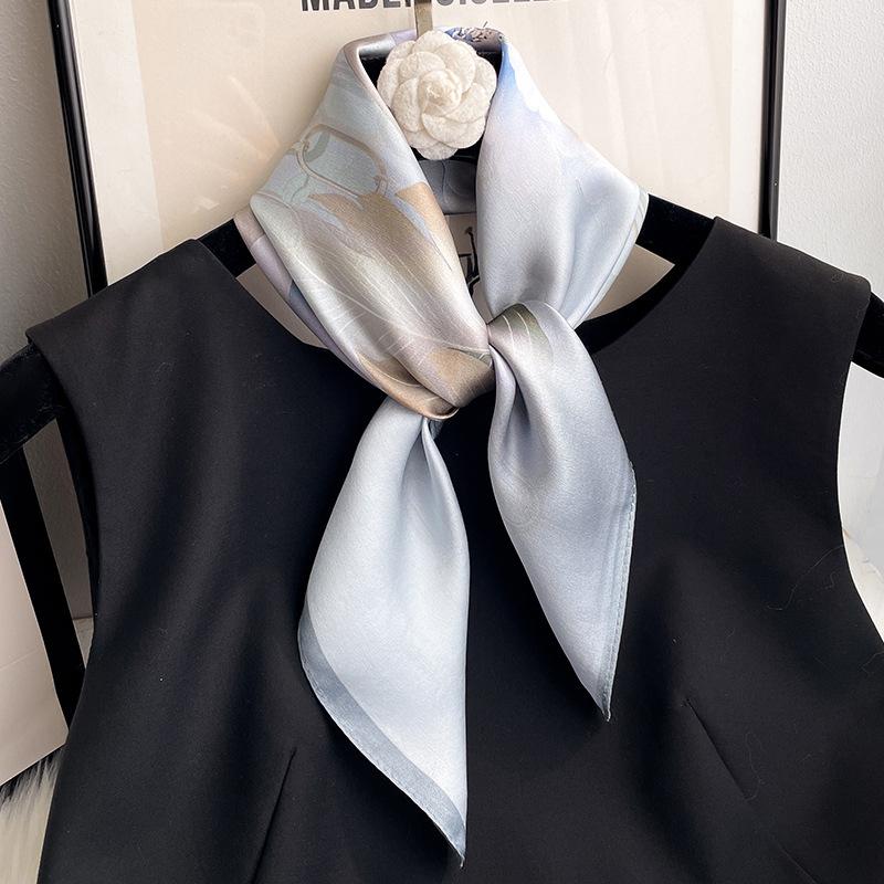 100% Pure Silk Scarf Women Neck Hair Foulard Luxury High Quality Bandana Square Headband Hijab Poncho Scarves Pashmina Echarpes