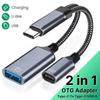 Two In One OTG USB Cable with PD Charging Adapter Type C to USB A Adapter with PD Charging 2 Port For IOS 13 for iPhone Samsung