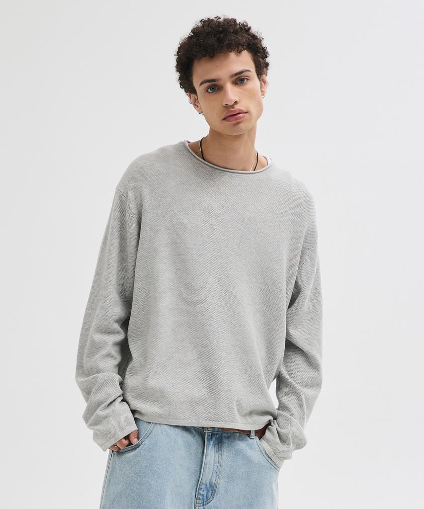 LEIRE Cut-Off Textured Knit [Gray]