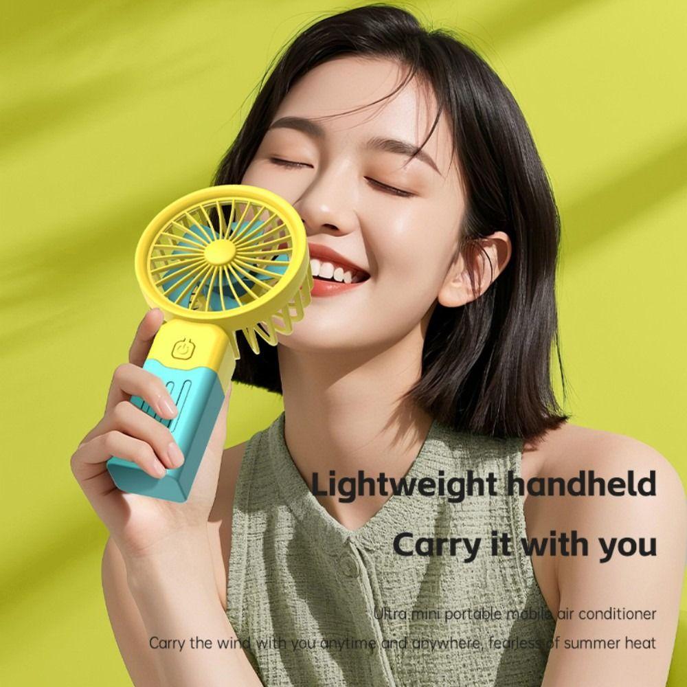 Strong Wind Mini Handheld Fan USB Rechargeable Small Electric Fan Macarons Fan  Student Use