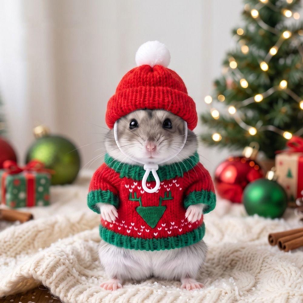 Sweater and Hat Small PET Clothes Set Christmas Theme PET Outfit Set  Holiday