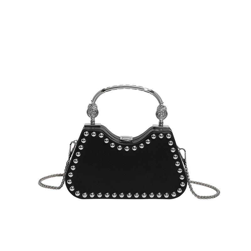 Designer Retro Diamd Clutch Purse for Women PU Leather Crossbody Bag with Chain Metal Handle Fashi Accessory for Party