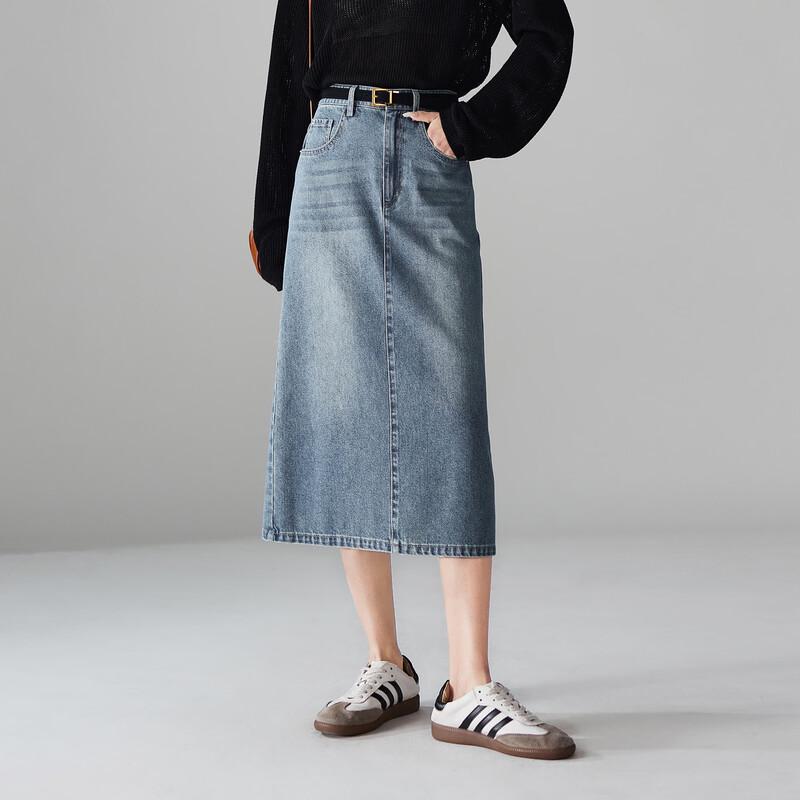 SOFSIL Women s Vintage High-Waist Denim Slit Midi Skirt 29/XL