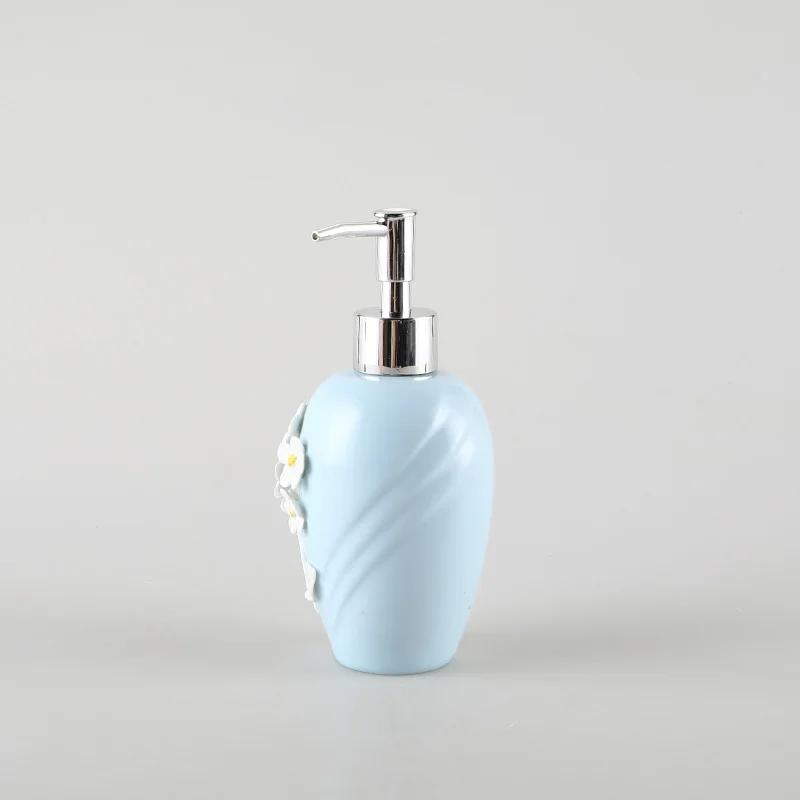 330ml Ceramic Lotion Bottle Stereoscopic Relief Flower Sub Bottle Pink Blue Small Fresh Simple Hand Sanitizer Soap Dispenser