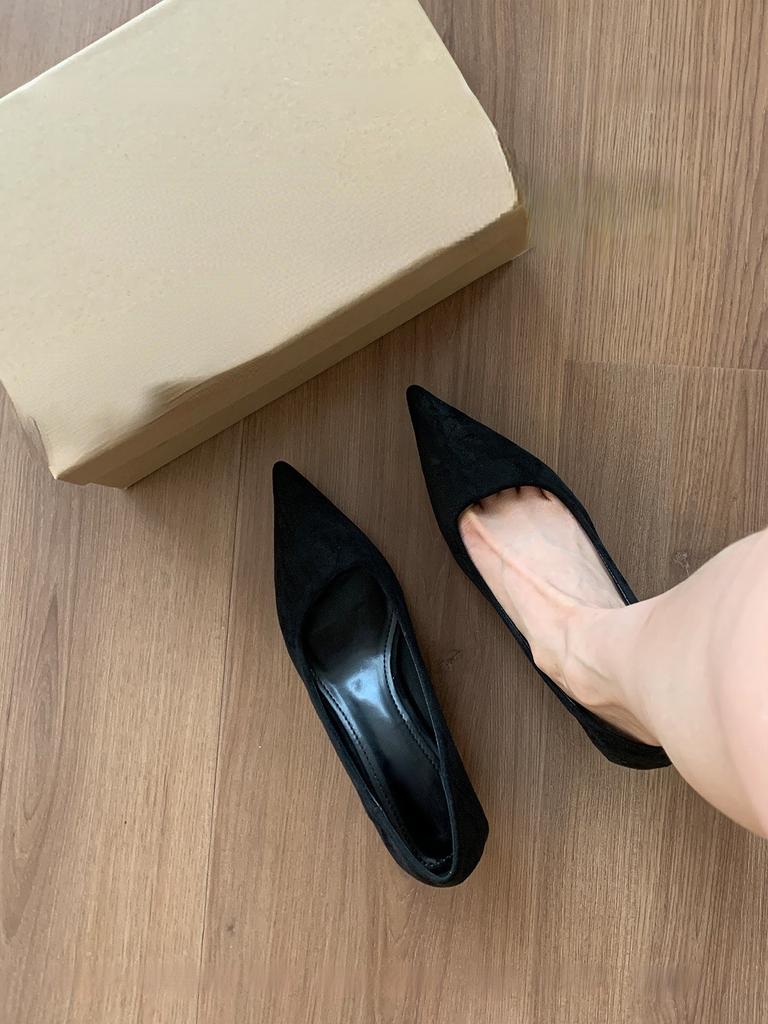 Red suede single shoes shoes soft flat bottom with skirt gentle evening shoes