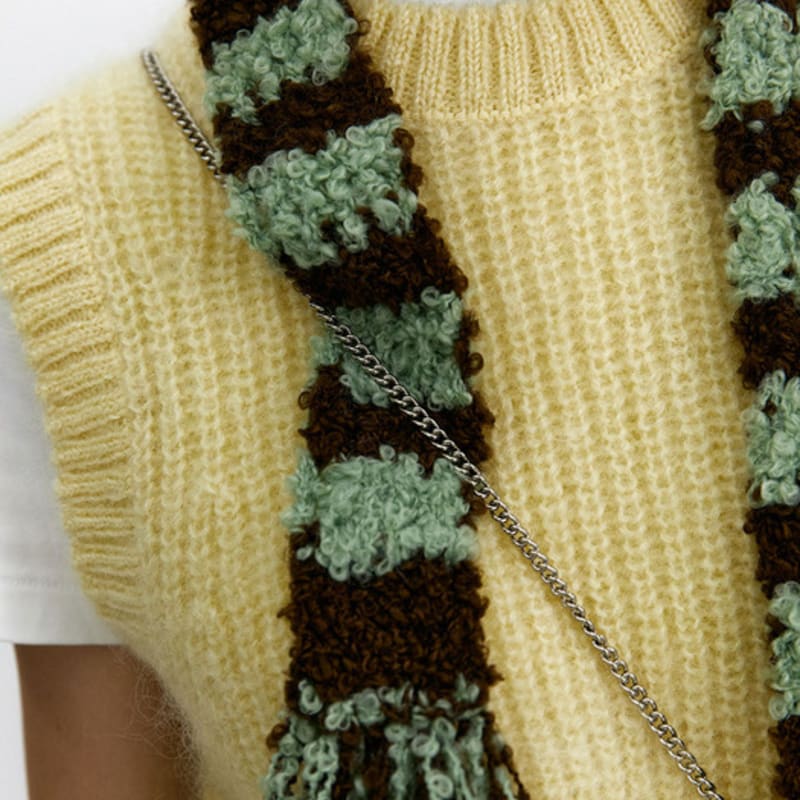 DANCING GRANDMA CURLY STRIPE MUFFLER : MINT