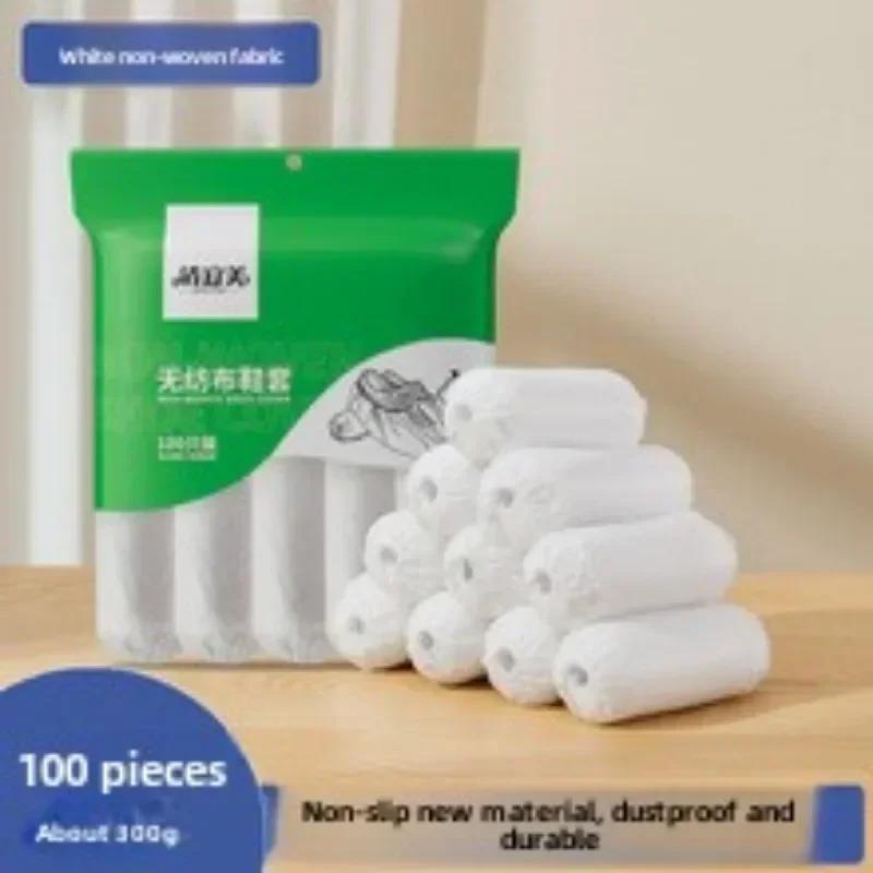 100 Einweg-Schuhüberzieher Haushalt Innen Verdickt Widerstandsfähiges Gewebe Wiederholt Verwendbar Wasserdicht und Rutschfest Spezieller Fußschutz