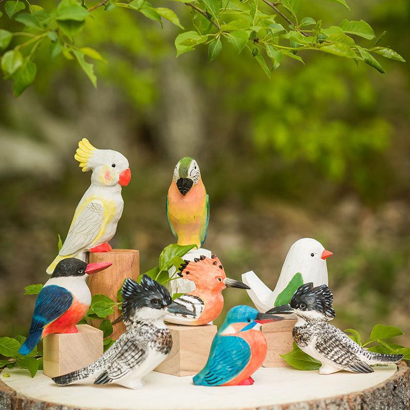 Wooden Parrot Figurine Animal Decor Gift For Office And Kids