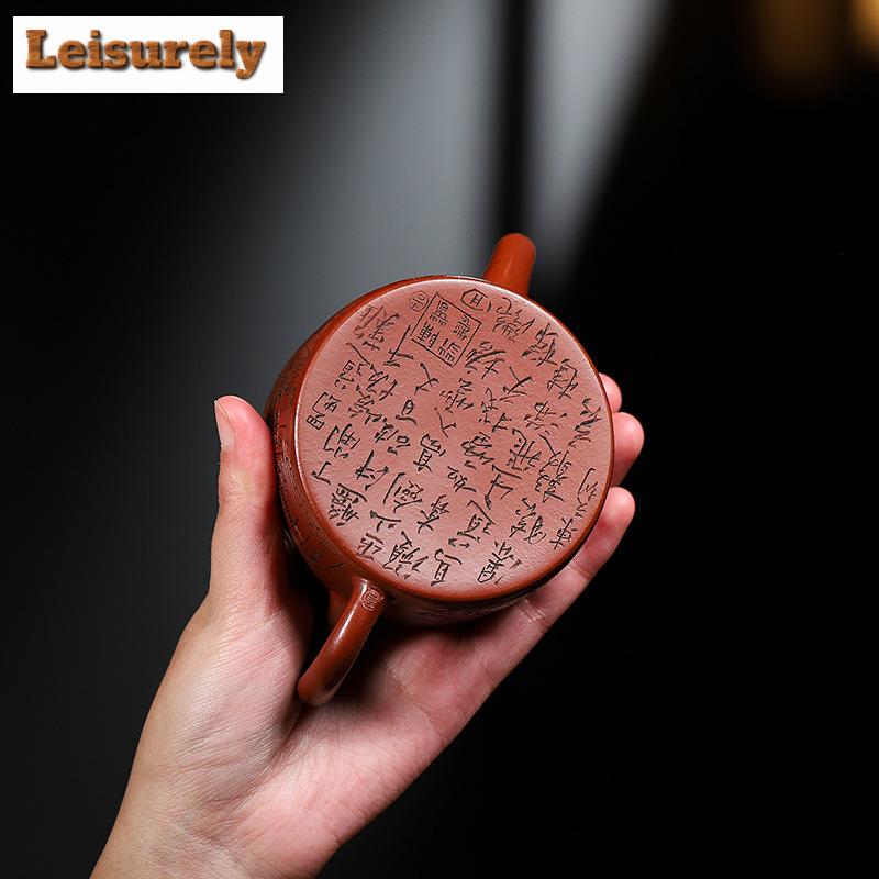 200ml klasické fialové hliněné konvice z Yixingu, ručně vyřezávané, městská brána, velký ráže, hrnec, surová ruda, bahenní konvice Dahongpao, čajová sada Zisha