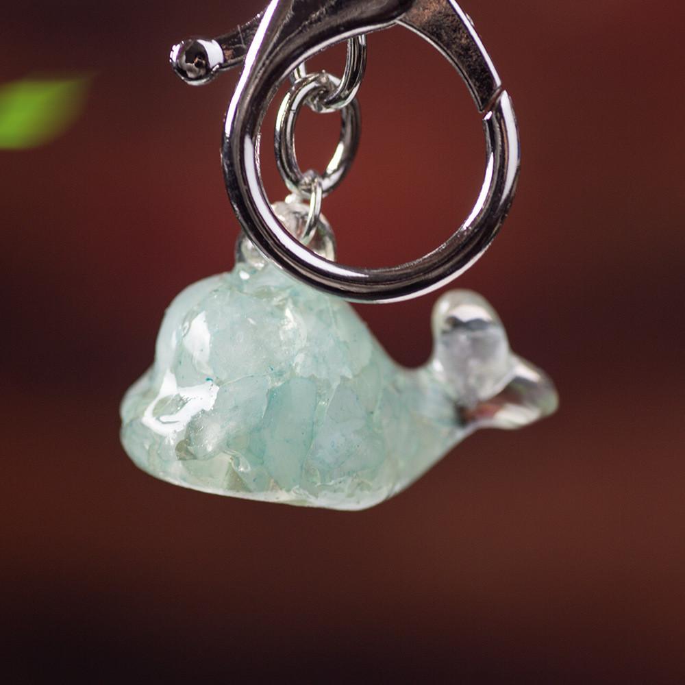 Animal Dolphin Keychain With Resin Encased Natural Crystal Decor Gift For Holidays