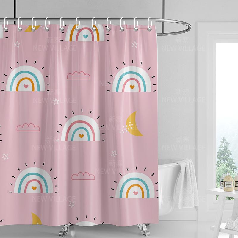 Home shower curtains bathroom Decora waterproof fabric non-slip bathmat water absorption curtain Modern nordic rainbow cute