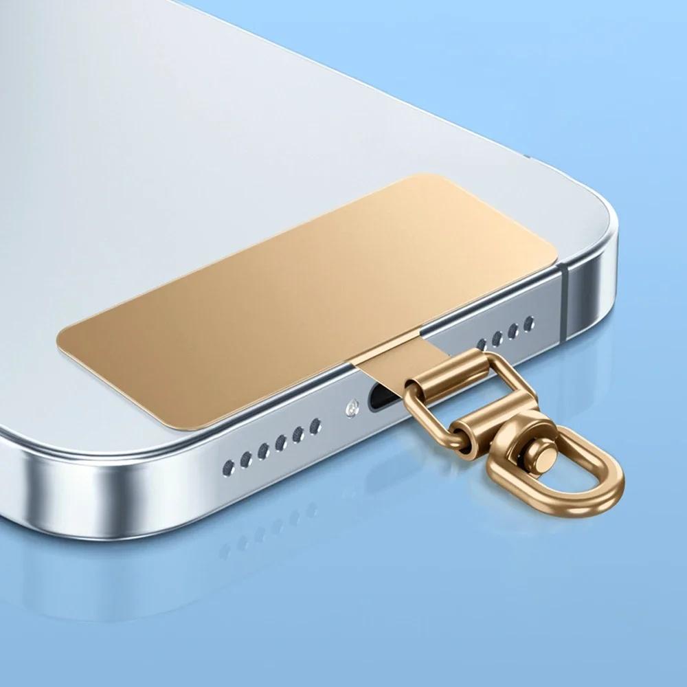 Universal 360 Degree Rotatable Stainless Steel Phone Lanyard Patch Anti-lost Metal Gasket For Cellphone Case Strap Parts Pad