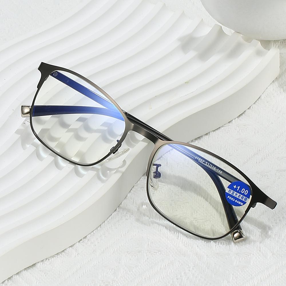 Stylish Metal Frame Anti-blue Light Reading Glasses for Middle-aged & Elderly