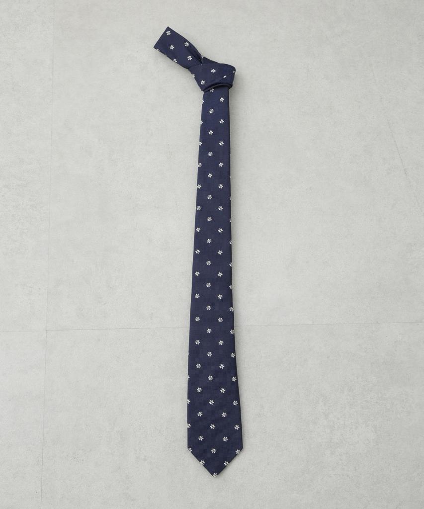 [Nano Universe] Kyoto Nishijin Washable Flower Motif Tie for Men, Size F 120, Navy, 668-5242201
