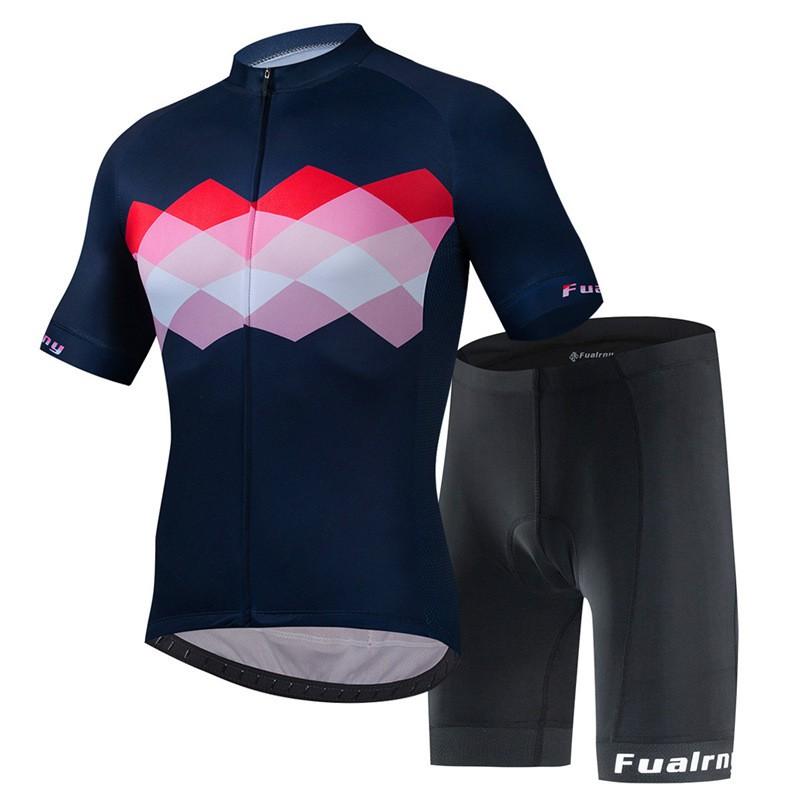 Mens Mountain Bike Cycling Jersey Bib Shorts Set Breathable Quick-Dry Sportswear Outdoor Riding