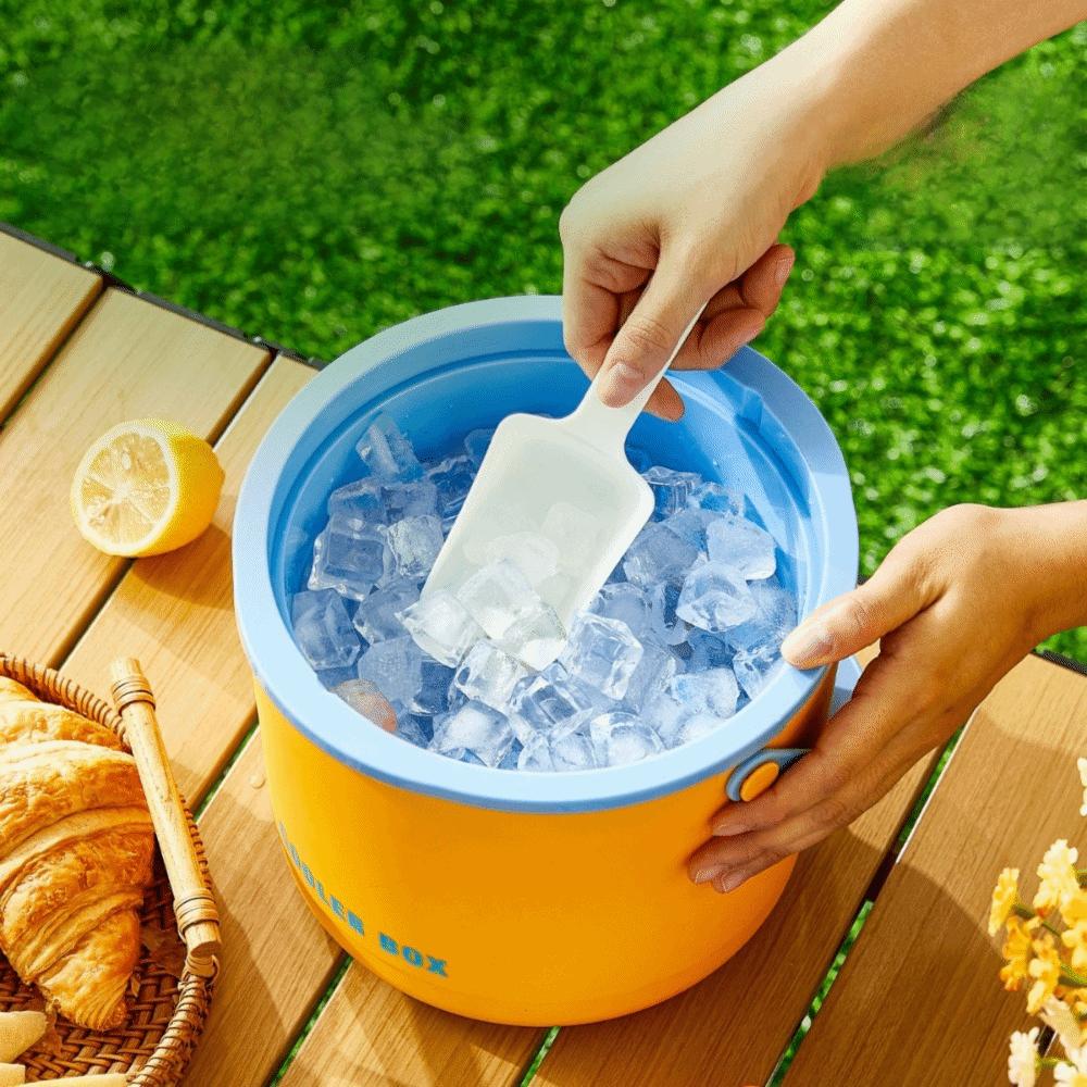 Folding Handle Drink Cooler Bucket With Ice Tray and Shovel Ice Cube Box Party Ice Bucket Outdoor