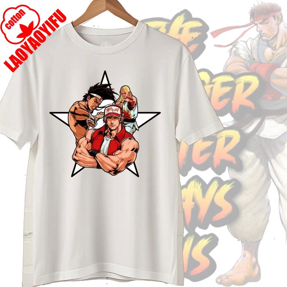 Street Fighter Chun-Li Ryu Printed Y2K New Couple Cotton T-Shirts Men Women Streetwear Casual Harajuku Retro Unisex Tee Top