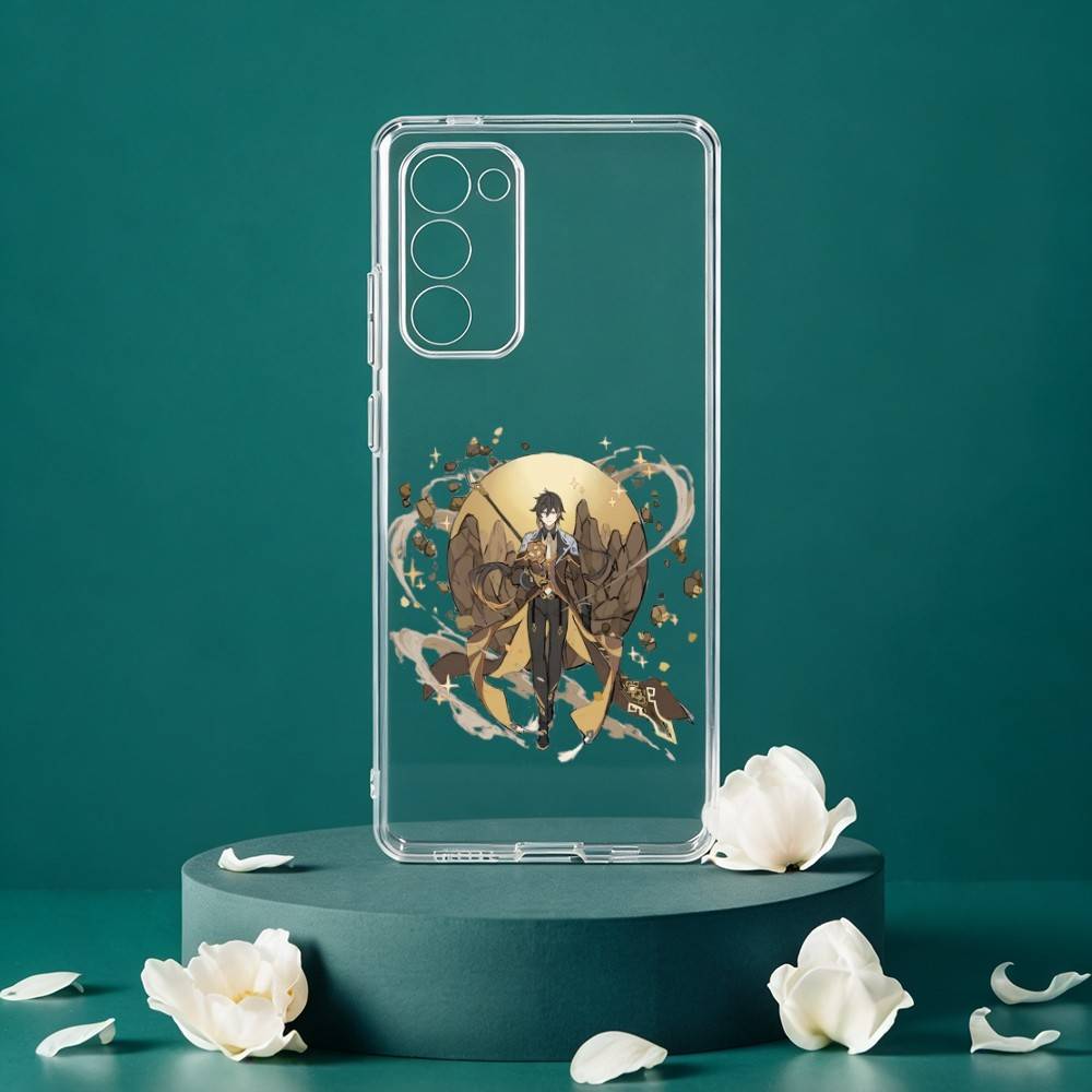 Custodia per Telefono Zhongli Genshin Impact Per Samsung Galaxy S24 S25 S23 S22 S21 Plus S24 S25 Custodia Trasparente