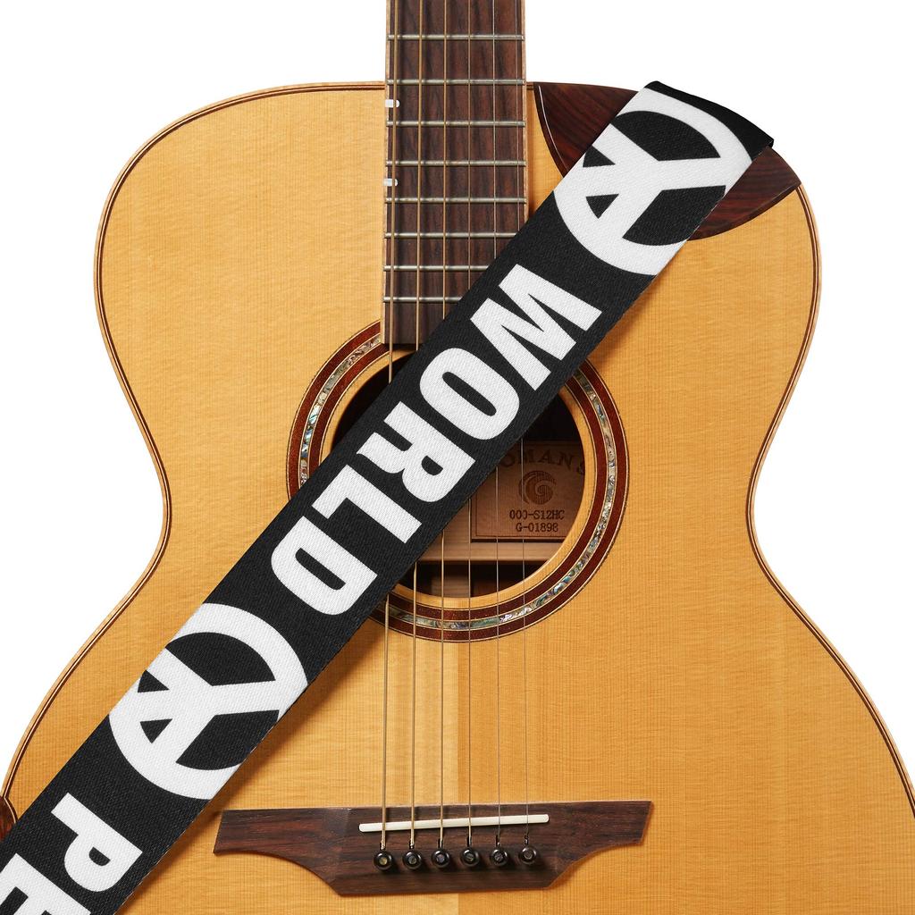 World Peace Guitar Strap Adjustable for Bass Guitars with 3 Pick Holders Black [Amumu] Acoustic, Electric, -