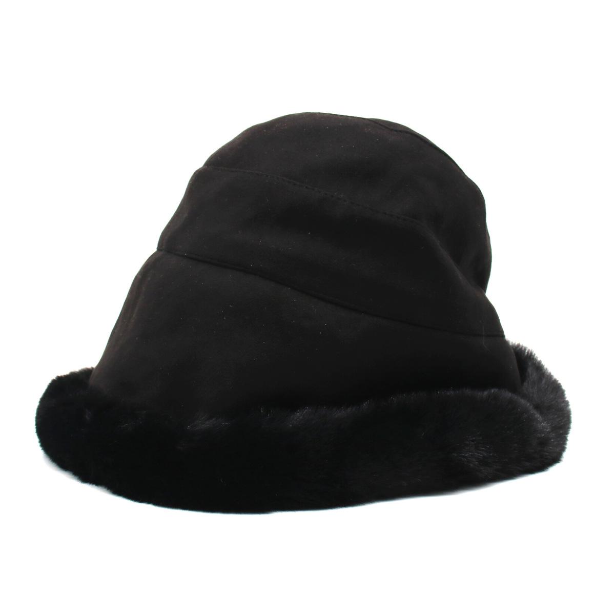 

Winter Plush Hat Thickened Bucket Hat Windproof Warm Soft Tweed Hat Winter Hat Women One size чорний