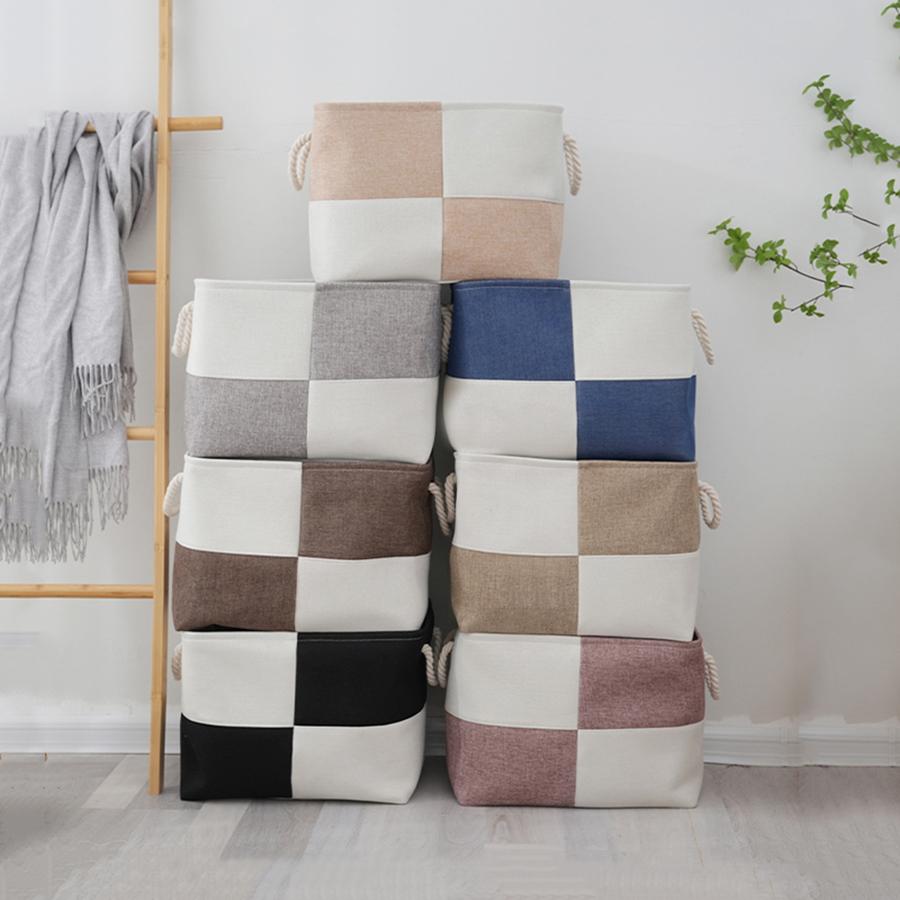 1pc Home Supplies Sundries Sorting Basket Linen Large Capacity Laundry Basket Foldable Toys Snacks Storage Basket with Handle