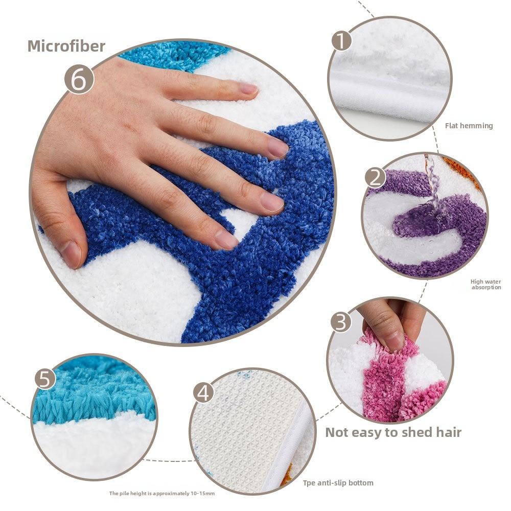 English Jacquard Alphabet Absorbent Floor Mat Home Door Mat Household Flocking Foot Mat Toilet Absorbent Non-slip Bathroom Mat