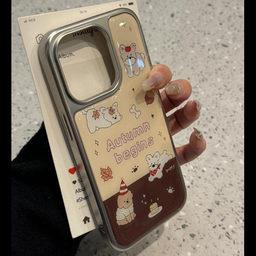 Korean Cute Bow Bear Applies To Apple iPhone 17/16 Mobile Phone Case 15 Electroplating 13 Water Condensation 14 Sets