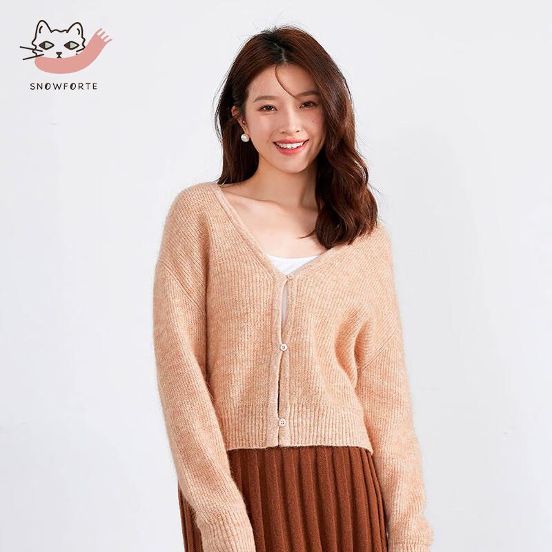 

Sinuofude Женский повседневный трикотажный свитер с V-образным вырезом из смесовой мериносовой шерсти S23-081 L/105