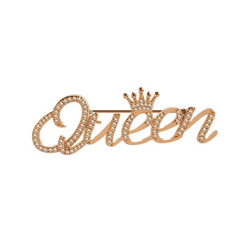 Letter Brooch Queen Temperament Suit Brooch  Gem Versatile Cardigan Pin