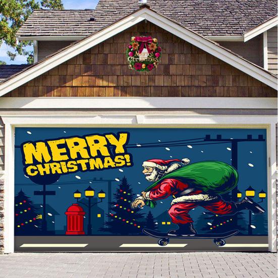 Christmas Garage Door Cover Large Christmas Banner Backdrop Decoration for Indoor Outdoor Garage Door Gate Party Wall Decor
