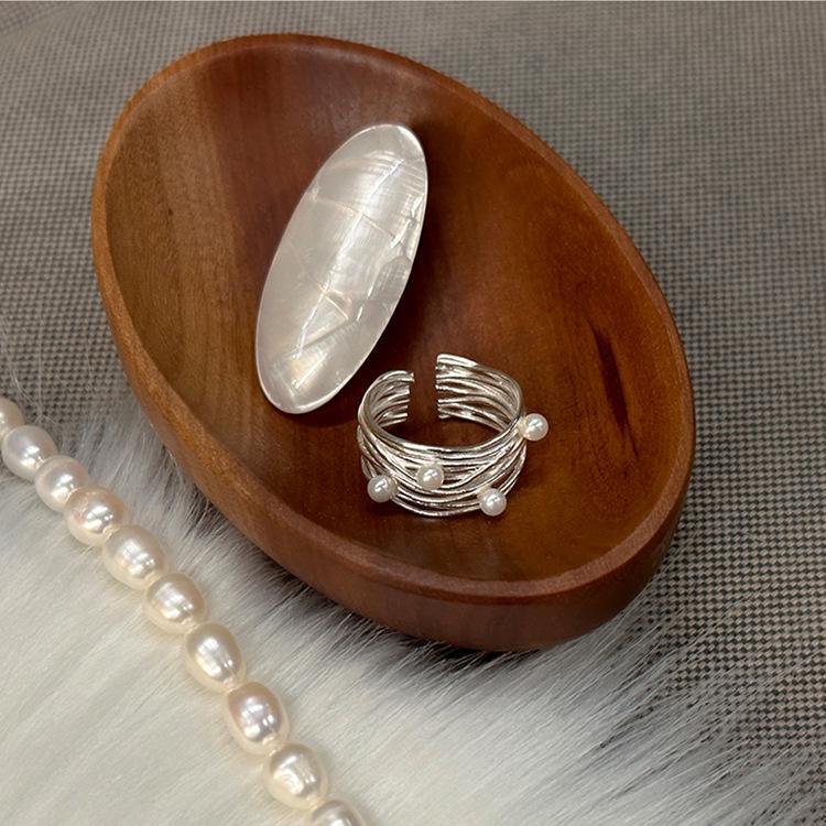 

Женское нерегулярное многослойное металлическое кольцо с жемчугом: Ретро, Универсальный и Уникальный Дизайн