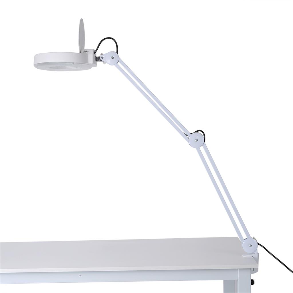 8X Illuminated Desktop Magnifying LED Lamp with Clamp Swivel Arm Reading Medical Beauty
