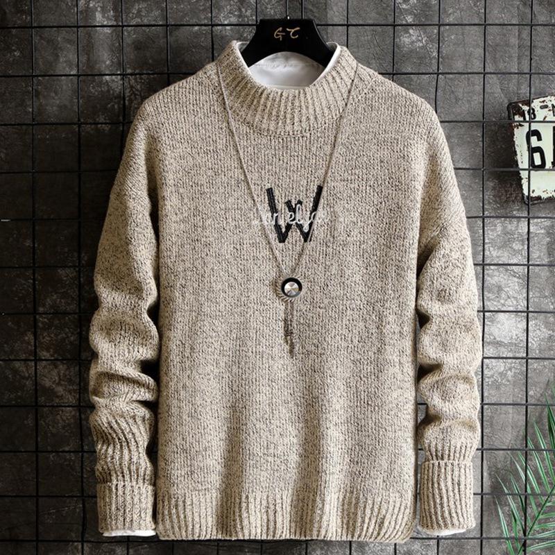 Men's Autumn And Winter Round Neck Thickened Middle Neck Sweater Backing Sweater