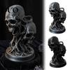 Twisted Skull Statue 3D Printed Double Ornament, Resin Skeleton Figurine, Gothic Desktop Style Home Accents for Halloween Bar & Horror Themed