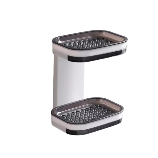 Soap Box Double Layer Shower Soap Dish with Strong Suction Cup Easy to Install No Drilling Wall Mounted Soap Tray