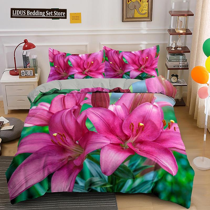 3D Flowers Bedding Set Twin Full King Queen Size Comforter Set For Kids Girl Bedroom Decoration Polyester Duvet Cover Set King