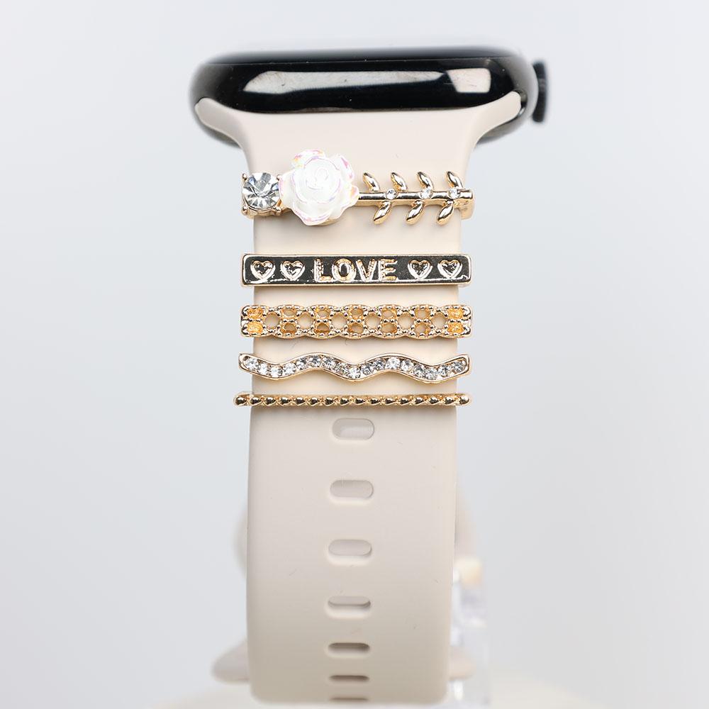 Metal Charms Watch Band Decoration Ring For Apple Diamond Ornament For Iwatch Bracelet Silicone Strap Jewelry Accessories