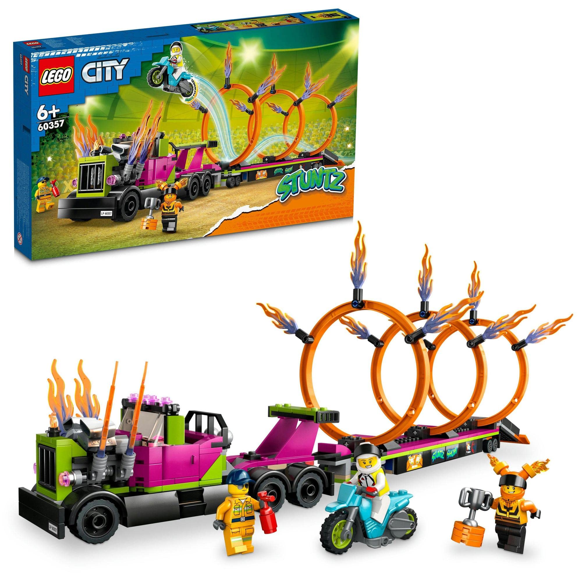 

LEGO City Trailer Truck and Fire Hoop Challenge 60357, Toy, Building Blocks, Gift, Vehicle, Boys and Girls, Ages 6 and Up