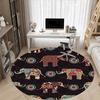 1PC Elephant Mandala Office Round Area Rug, Mat Suitable For Office, Under Office Chairs Bedroom Living Room Home Decor, Room Deco