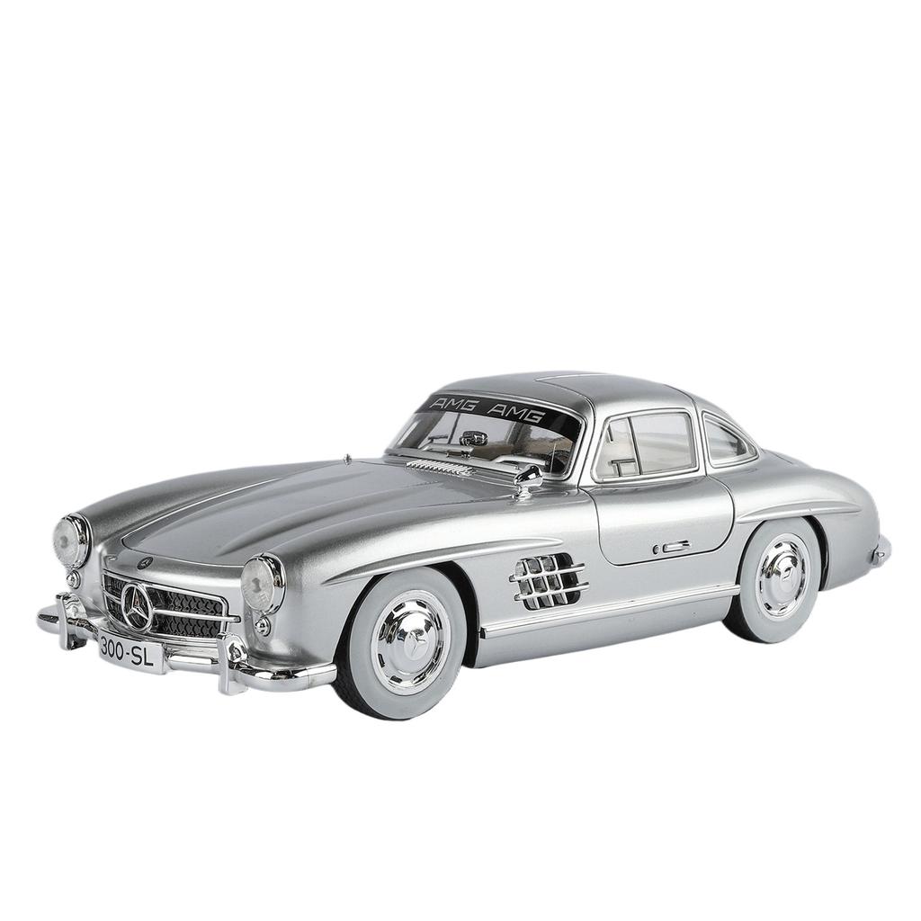 1/18 Benz 300SL Vintage Alloy Luxy Sports Car Model Diecast Metal Classic Retro Vehicles Car Model Sound and Light Childrens Toy Gift
