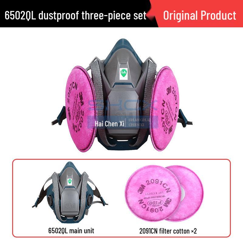 3M 6502QL Snabbspänne Anti-Formaldehyd Silikonmask Set för Skydd mot Sprutmålning