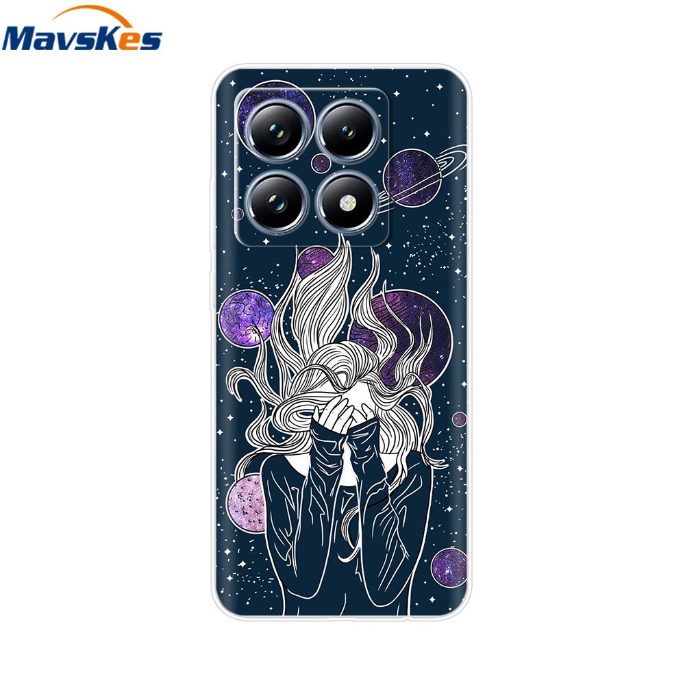 For Xiaomi 14T 5G Case Cute Soft Transparent TPU Painted Silicone Cover For Xiaomi 14T Pro 5G 2024 Mi14T Phone Cases Coque Funda