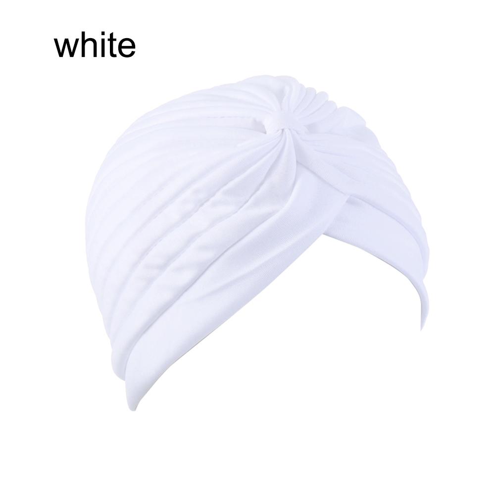 Solid Color Women Elastic Cotton Fold Turban Hat Soft Bonnet Muslim Hijab Ladies Head Wrap Warm Beanies Chemo Hat