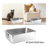 Pet Litter Tray Kitten Toilet Stainless Steel with Handles Cat Litter Box