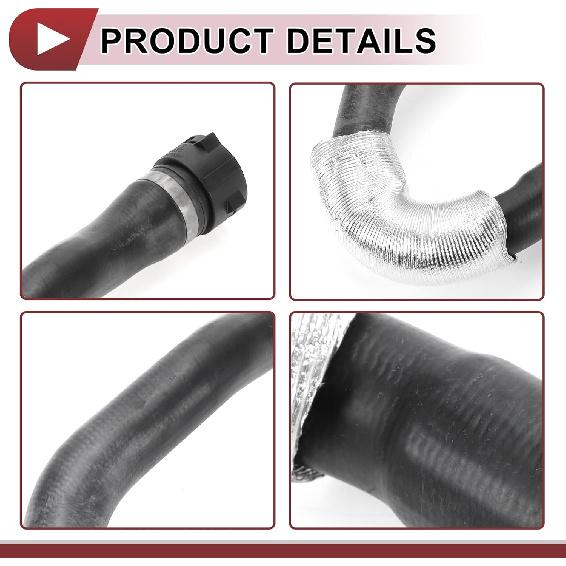 1 Pcs Radiator Coolant Hose for BMW 528i 3.0L L6 2011 Engine Heater Water Hose No.11537581942 Black Rubber