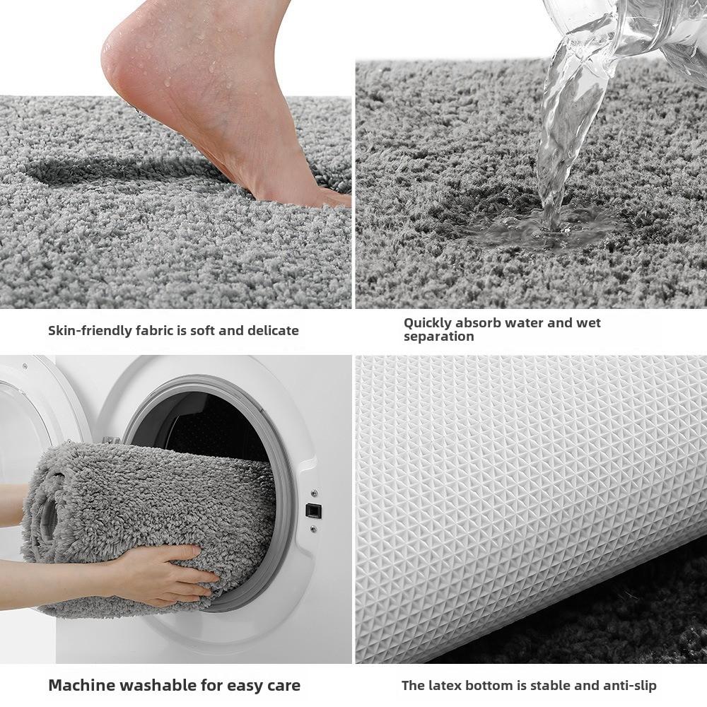 Prosta, pogrubiona, flokowana podkładka pod stopy, mata podłogowa do łazienki, mocna absorpcja wody, szybkoschnąca, antypoślizgowa, aksamitna podkładka