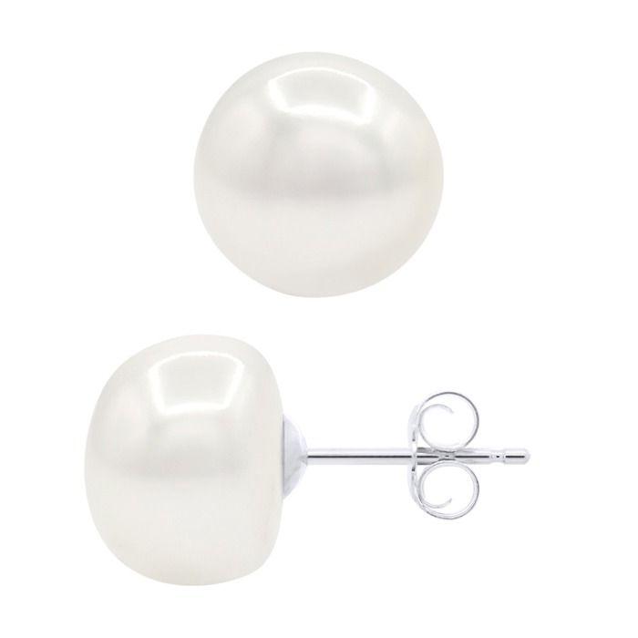 Boucles d'oreilles - PEARLS & COLORS - Pearls & Colors - Perles d'eau douce baroques 10-11 mm - Blanc - Argent 925