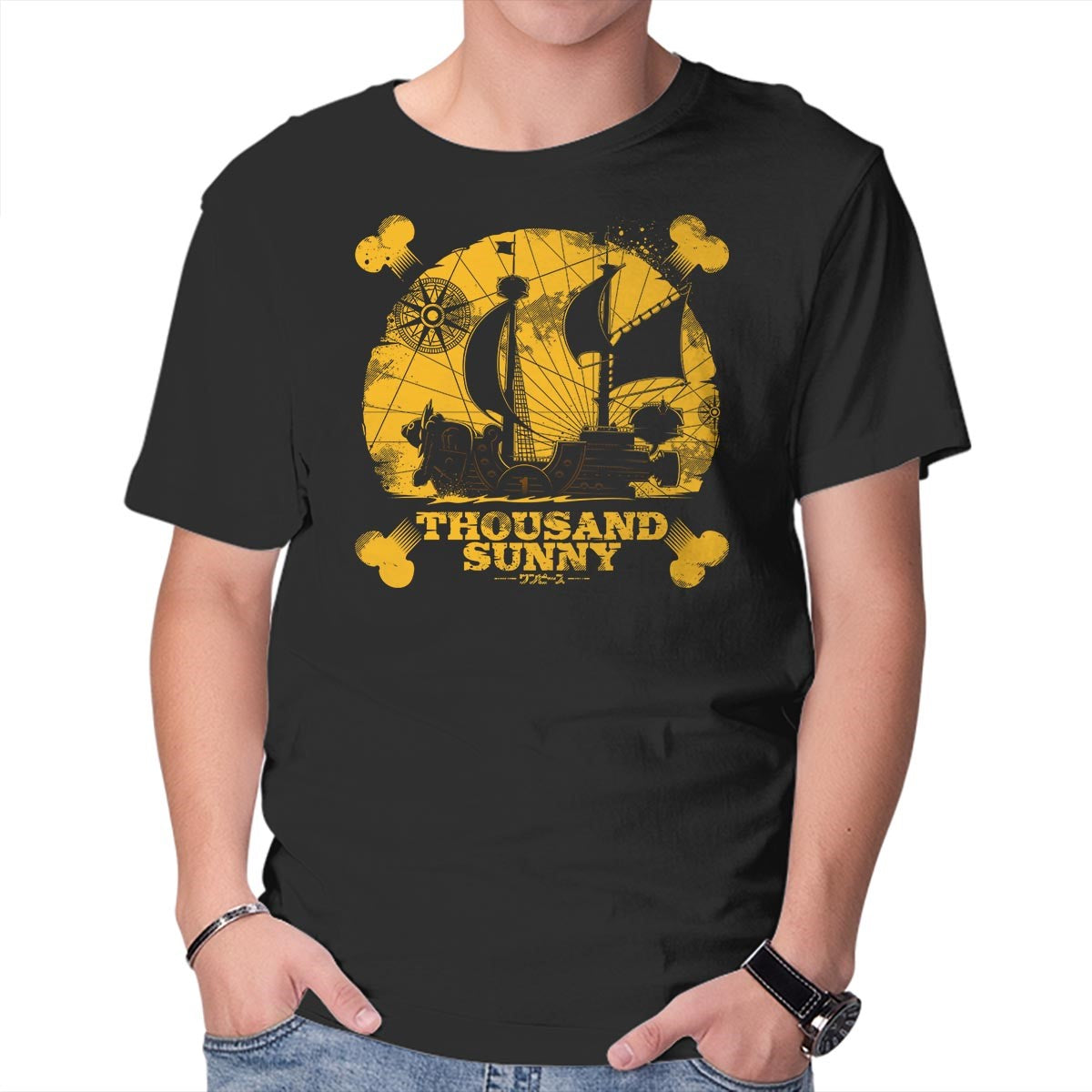 Unisex Crew Neck T-Shirt Ship Sunny Graphic Short Sleeve Casual Tee M