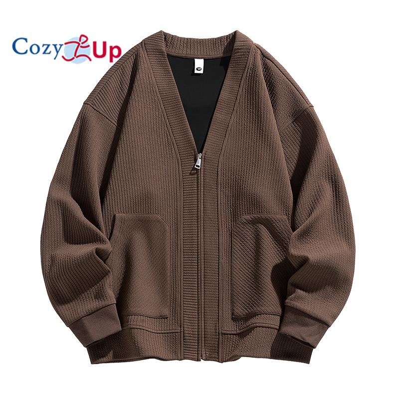 Cozy Up Men's Cardigan Sweater Wool Blend Cable Knit V Neck Buttons Cardigan with Pockets