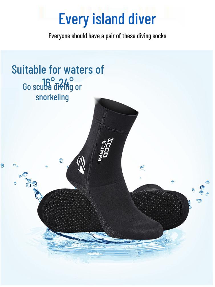 3mm ZCCO Super Elastic Winter Anti-Slip Diving Socks with Ankle Support, Anti-Abrasion Plus Size.